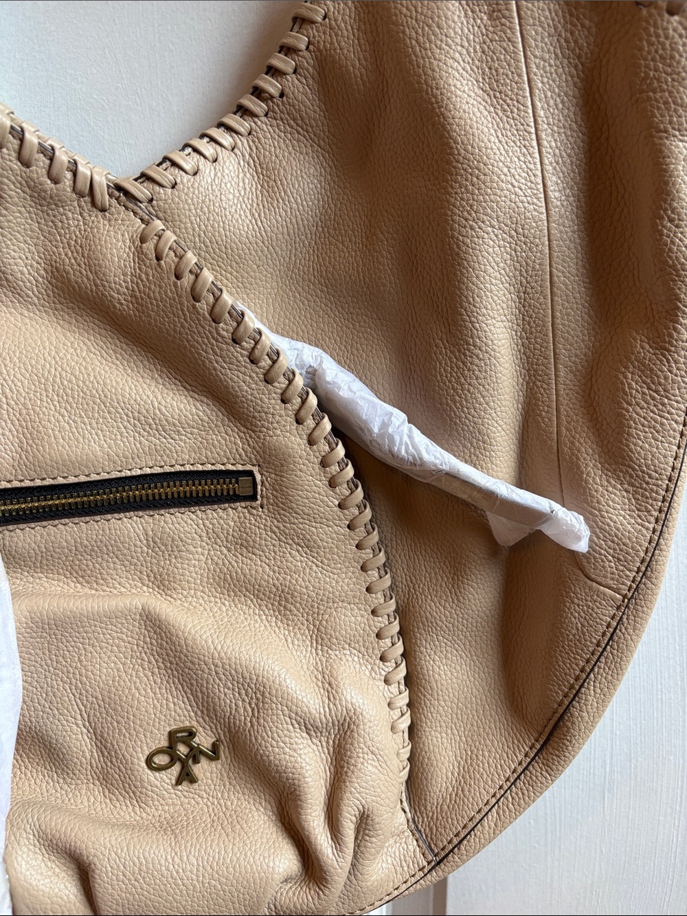 orYANY Neutral Beige Whipstitch Hobo Shoulder Bag - Picture 4 of 9